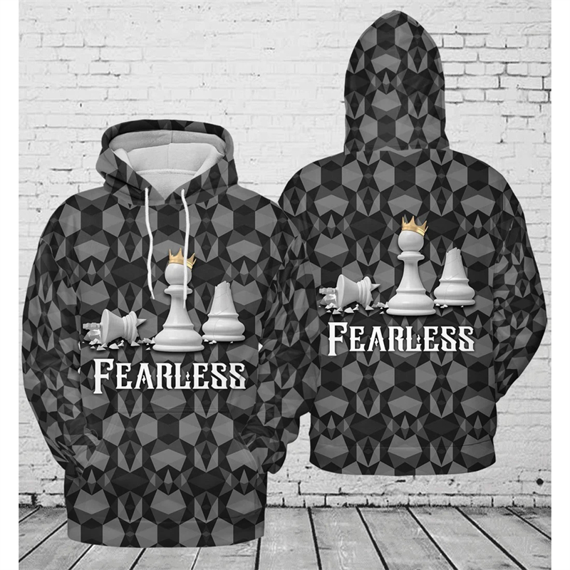 3D Printing Chess - Hoodie motif grafis catur Pria Wanita,