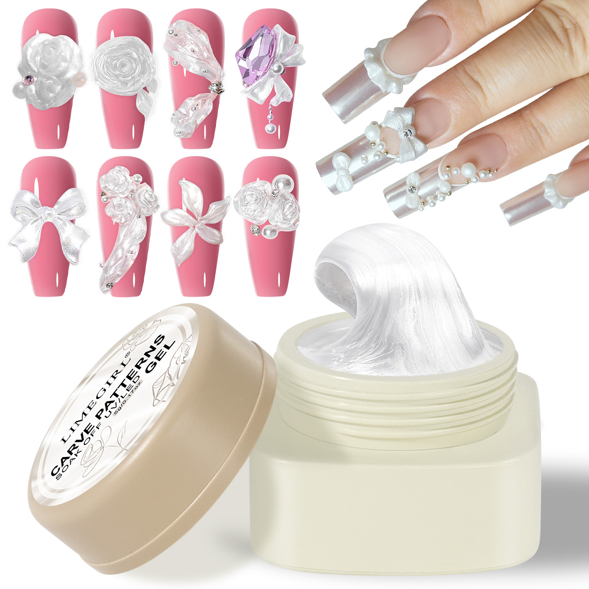 3D Printing Epoxy Resin - LIMEGIRL 3D Mutiara Ukiran Kuku Gel