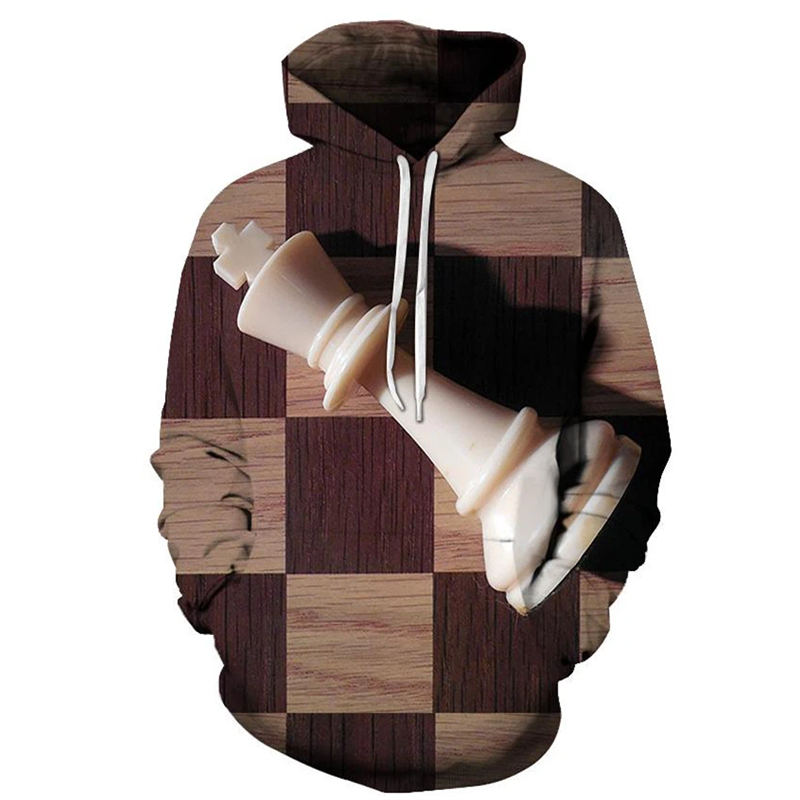 Hoodie motif grafis catur Pria - 3D Printing Chess ulasan dan harga