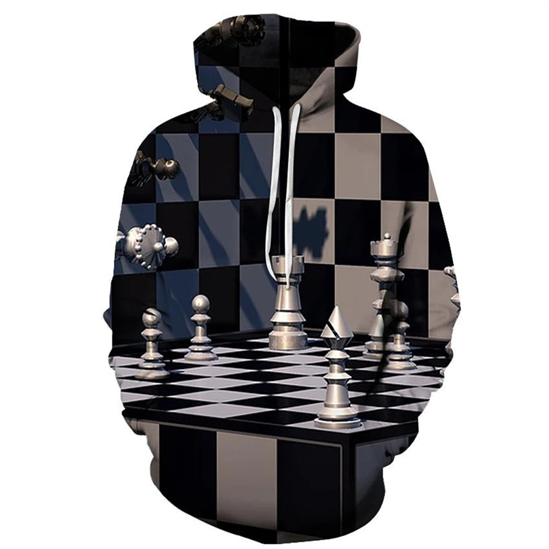 Hoodie motif grafis catur Pria - 3D Printing Chess ulasan dan harga