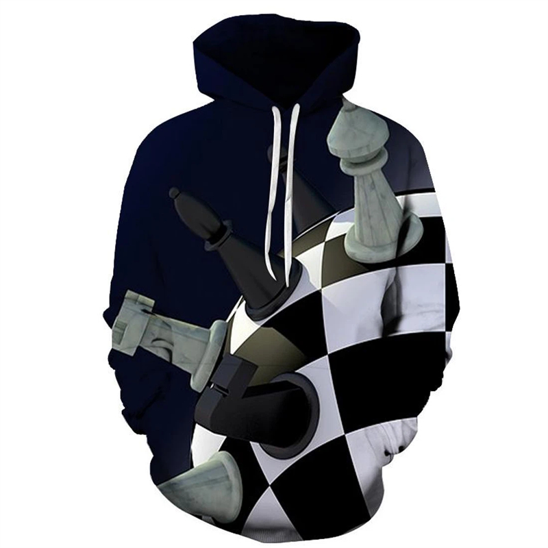 Hoodie motif grafis catur Pria - 3D Printing Chess ulasan dan harga