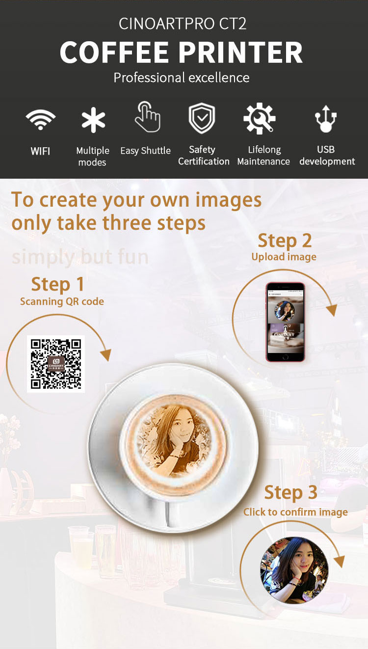 CINOART 3d Latte Art Mesin Pri - 3D Printing In Food ulasan dan harga