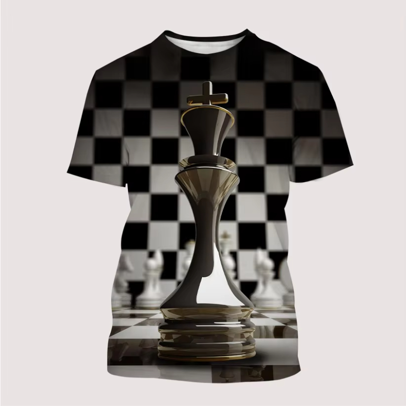 Kaus Pria Baru Kaus Grafis Cat - 3D Printing Chess ulasan dan harga