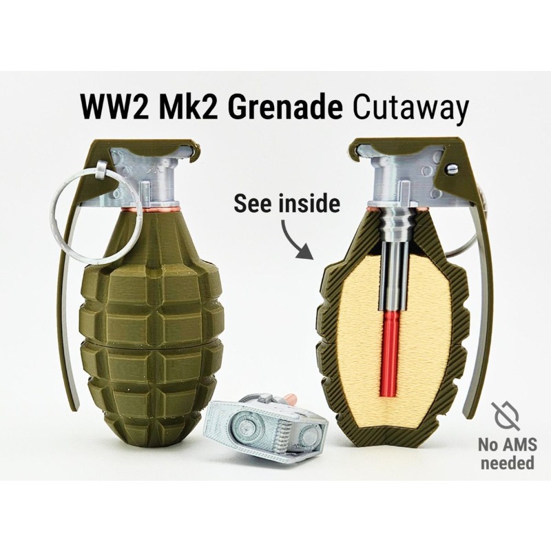 Model Militer MK2 Cetak 3D den - 3D Printing Enthusiast ulasan dan harga